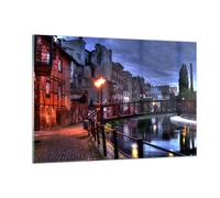 Impression sur Verre 120x80cm Tableaux Architecture Vieille ville Ville Rivière