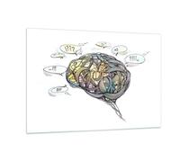Impression sur Verre 120x80cm Tableaux Cerveau éducation expérience Illustration