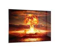 Impression sur Verre 120x80cm Tableaux Guerre bombe nu ire champignon