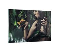 Impression sur Verre 120x80cm Tableaux Image Corps cosmétiques mode papillon