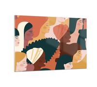 Impression sur Verre 120x80cm Tableaux Image Femmes Multiculturalisme Moderne