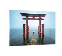 Impression sur Verre 120x80cm Tableaux Image Itsukushima-Jinja Temple Parapluie