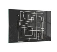 Impression sur Verre 120x80cm Tableaux Image Noir Et Blanc Labyrinthe Ligne