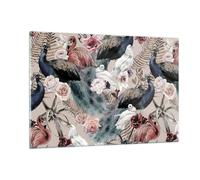 Impression sur Verre 120x80cm Tableaux Image Paons pigeonneaux flamants roses