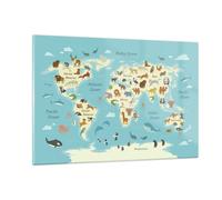 Impression sur Verre 120x80cm Tableaux Image Photo Animaux Le Monde Carte