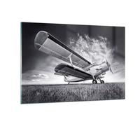 Impression sur Verre 120x80cm Tableaux Image Photo Avion An-2 Noir Et Blanc
