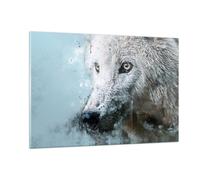Impression sur Verre 120x80cm Tableaux Image Photo Blanc Le Loup Image