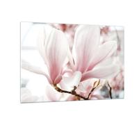 Impression sur Verre 120x80cm Tableaux Image Photo Brindille Magnolia Fleur