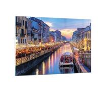 Impression sur Verre 120x80cm Tableaux Image Photo Canal Grande Soir Decoration