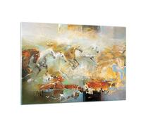 Impression sur Verre 120x80cm Tableaux Image Photo Chevaux Galop Modernes
