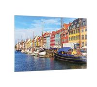 Impression sur Verre 120x80cm Tableaux Image Photo Copenhague Nahavn Navires