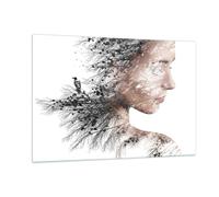 Impression sur Verre 120x80cm Tableaux Image Photo Femme Double Exposition