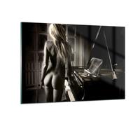 Impression sur Verre 120x80cm Tableaux Image Photo Femme Nu Mystère Decoration