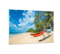 Impression sur Verre 120x80cm Tableaux Image Photo Golfe océan paume bateau