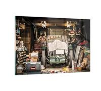 Impression sur Verre 120x80cm Tableaux Image Photo Historique Voiture Garage