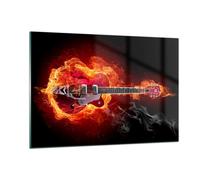 Impression sur Verre 120x80cm Tableaux Image Photo Instrument flammes cordes