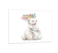 Impression sur Verre 120x80cm Tableaux Image Photo Lapin Lièvre Enfants