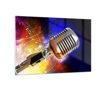 Impression sur Verre 120x80cm Tableaux Image Photo Microphone musique chanteur