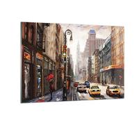Impression sur Verre 120x80cm Tableaux Image Photo New York Aquarelle Decoration