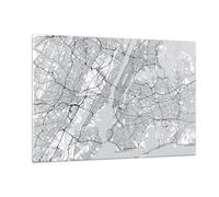 Impression sur Verre 120x80cm Tableaux Image Photo New York Carte Art Decoration