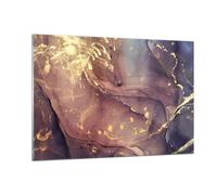Impression sur Verre 120x80cm Tableaux Image Photo Pierre Or Marbre Decoration