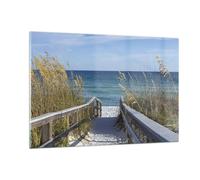 Impression sur Verre 120x80cm Tableaux Image Photo Plage Dune Piste Decoration