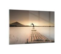 Impression sur Verre 120x80cm Tableaux Image Photo Radeau Ouest Le Soleil