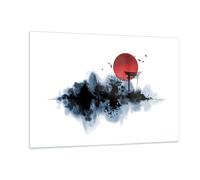 Impression sur Verre 120x80cm Tableaux Image Photo Rouge Soleil Portail