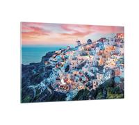 Impression sur Verre 120x80cm Tableaux Image Photo Santorin Grèce Vue Decoration