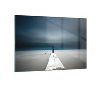 Impression sur Verre 120x80cm Tableaux Image Photo Tour Plage Ciel Decoration
