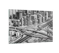 Impression sur Verre 120x80cm Tableaux Image Photo Ville Gratte-ciel Autoroute
