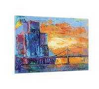 Impression sur Verre 120x80cm Tableaux Image Photo Ville Pont Empâtement