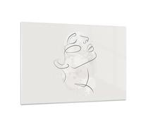 Impression sur Verre 120x80cm Tableaux Image Photo Visage Ligne Esquisse