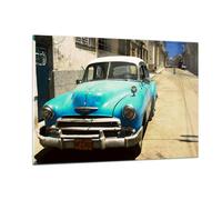 Impression sur Verre 120x80cm Tableaux Image Photo Voiture classique cuba havane