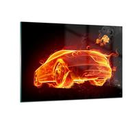 Impression sur Verre 120x80cm Tableaux Image Photo Voiture Feu Illustration