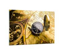 Impression sur Verre 120x80cm Tableaux Image Résumé communication boussole terre