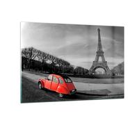 Impression sur Verre 120x80cm Tableaux Image Voiture Eiffle culture architecture