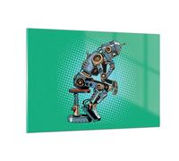 Impression sur Verre 120x80cm Tableaux Robot illustration bande dessinée comique