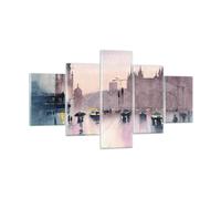 Impression sur Verre 125x70cm Tableaux Aquarelle Ville Monuments Historiques