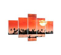 Impression sur Verre 125x70cm Tableaux Canal bateau culture coucher de soleil