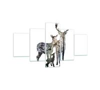 Impression sur Verre 125x70cm Tableaux Deer famille sauvagerie illustration