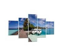 Impression sur Verre 125x70cm Tableaux Île des Maldiviens archipel océan hutte