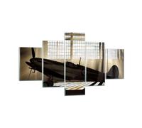 Impression sur Verre 125x70cm Tableaux Image Airplain Hangar vol historique