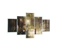 Impression sur Verre 125x70cm Tableaux Image illustration désastre Rue Pluie