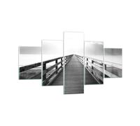 Impression sur Verre 125x70cm Tableaux Image Jetée Point De Vue Noir Et Blanc