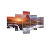 Impression sur Verre 125x70cm Tableaux Image Kirkjufell Chute D'Eau Montagne