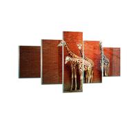 Impression sur Verre 125x70cm Tableaux Image Photo Animaux girafes zoo famille