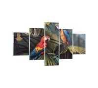 Impression sur Verre 125x70cm Tableaux Image Photo Ara Perroquets Palmiers