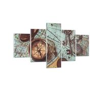 Impression sur Verre 125x70cm Tableaux Image Photo Boussole Vintage Carte