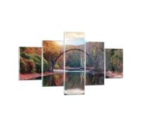Impression sur Verre 125x70cm Tableaux Image Photo Jardin Rhododendrons Pont